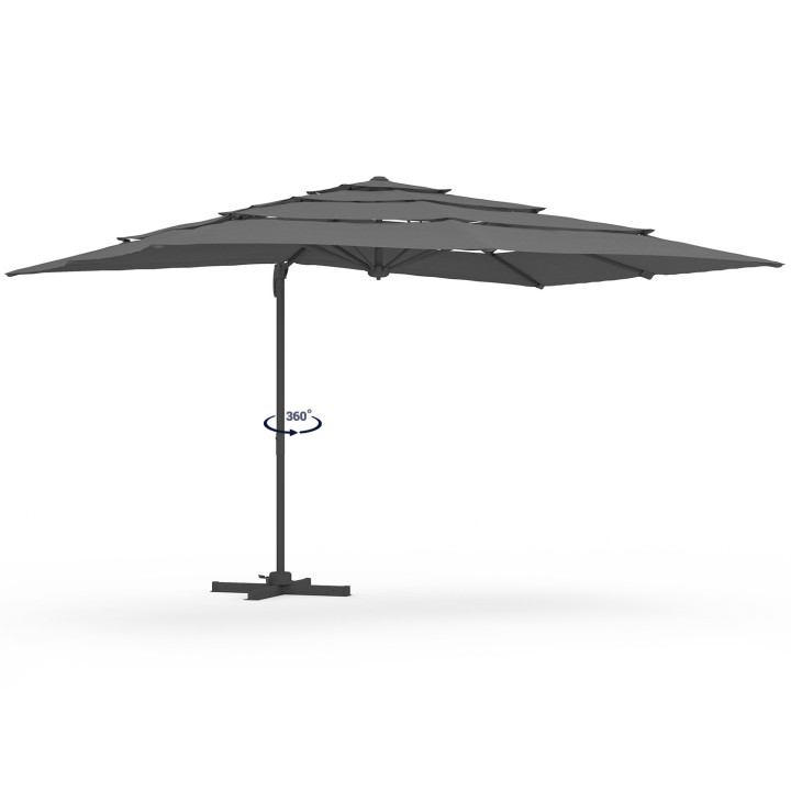 Ombrello a vento multi-pannello grigio inclinabile a 360° 3x4 M con copertura - CALVI | IdMarket