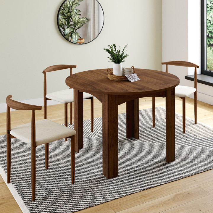 Tavolo da pranzo rotondo allungabile 4-8 persone in noce 110-150 cm