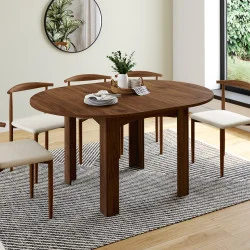 Tavolo da pranzo rotondo allungabile 4-8 persone in noce 110-150 cm