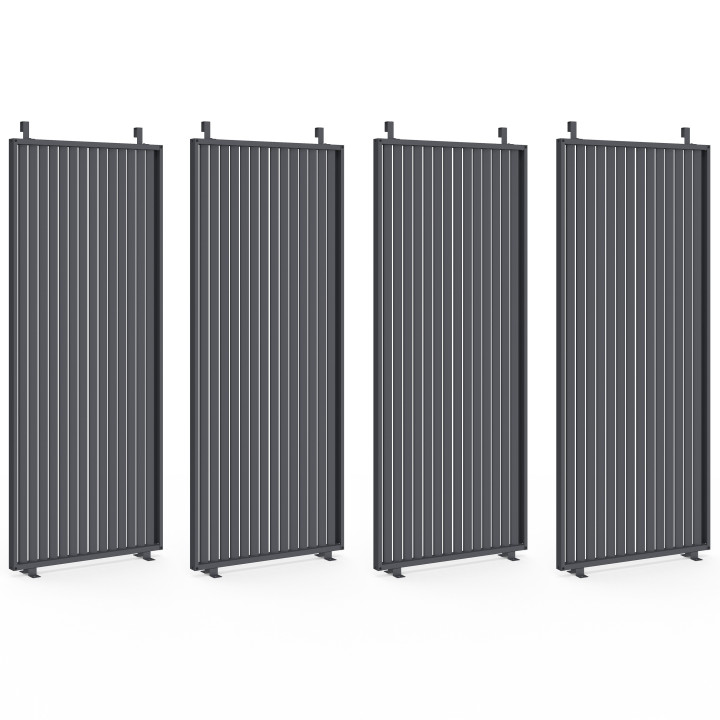 Pergola bioclimatica a lamelle metalliche 3x4 M con tende verticali grigio antracite