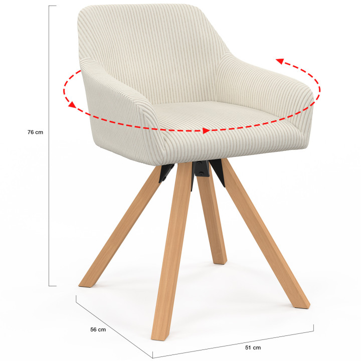 Set di 2 sedie da pranzo girevoli e poltroncine da tavolo in velluto - JANY | IDMarket