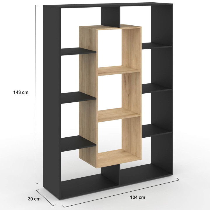 Libreria economica in legno e nero 143 cm - COLETTE | ID Market