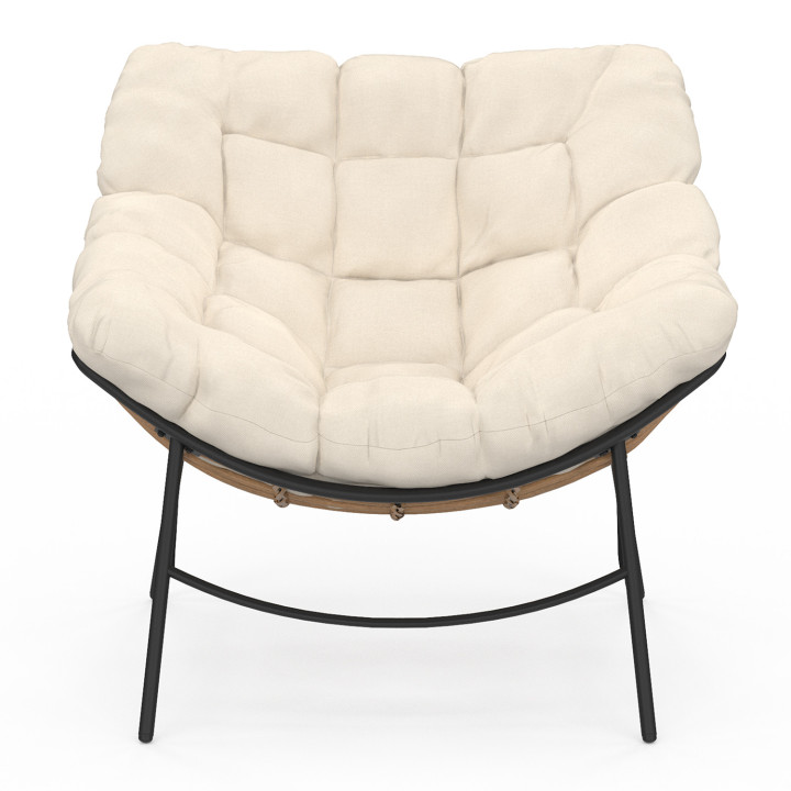 Poltrona da giardino in rattan con cuscino ecru - LOA | ID Market