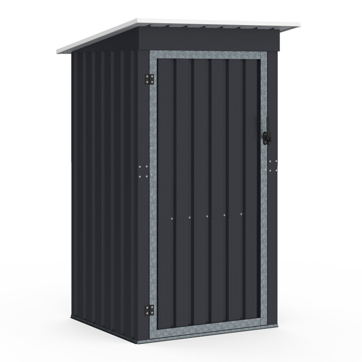 Casetta da giardino in acciaio zincato grigio 100 x 95 x 160 cm con tetto a falde 1 porta | IdMarket