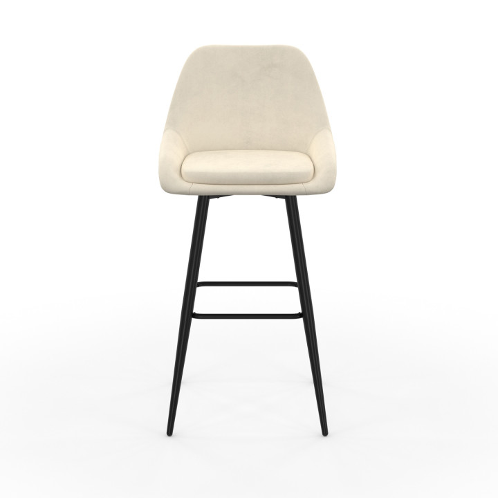 Set di 2 sgabelli da bar in velluto beige con semibraccioli