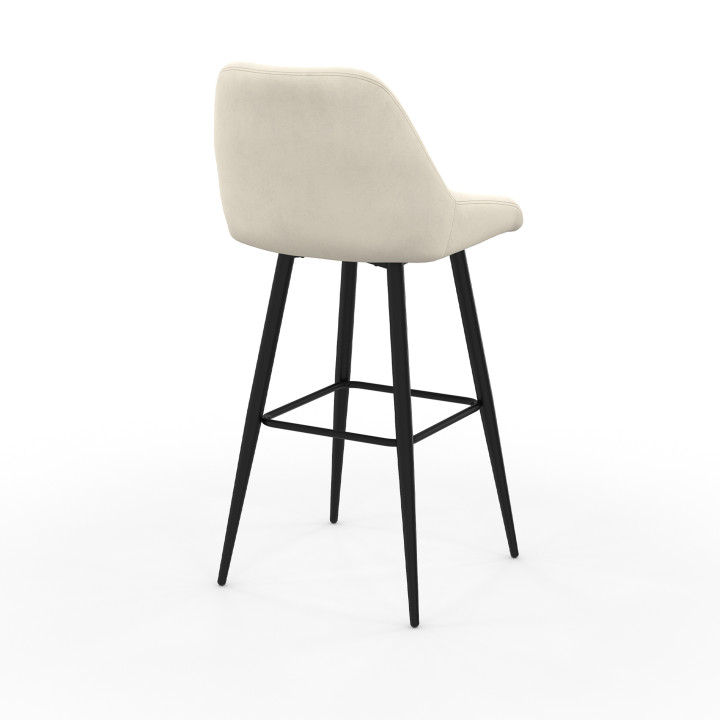 Set di 2 sgabelli da bar in velluto beige con semibraccioli
