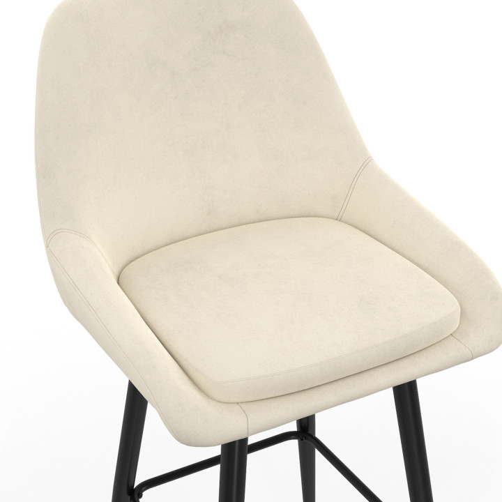 Set di 2 sgabelli da bar in velluto beige con semibraccioli