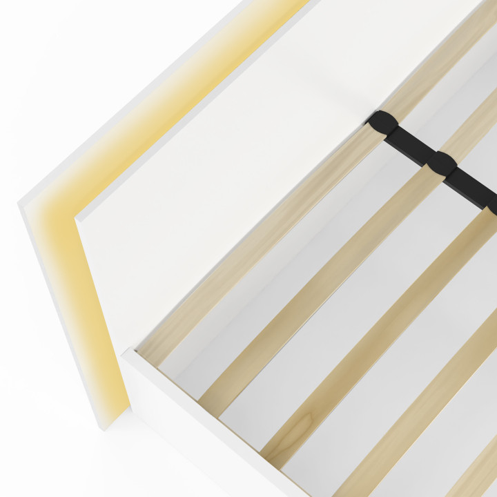 Letto matrimoniale da 140 x 190 cm con rete e LED bianchi integrati - CHARLIE | IdMarket