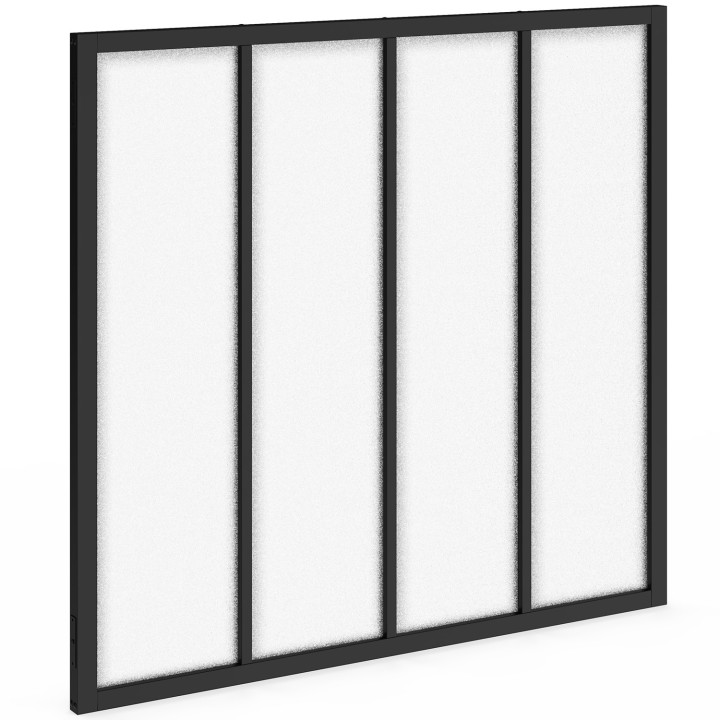 Tetto in vetro dell'officina a 4 pannelli L. 116 x H. 108 cm in metallo nero e vetro temperato smerigliato