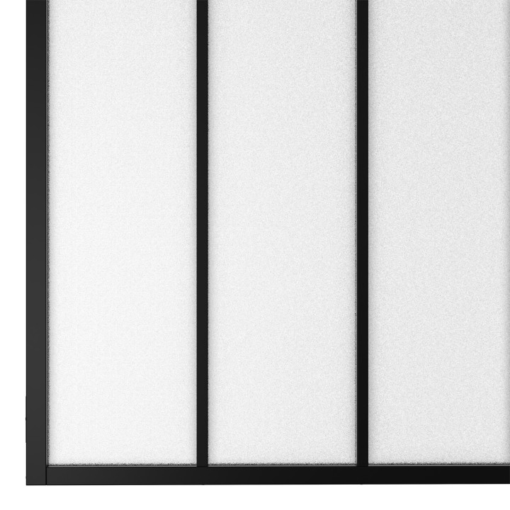 Tetto in vetro dell'officina a 4 pannelli L. 116 x H. 108 cm in metallo nero e vetro temperato smerigliato