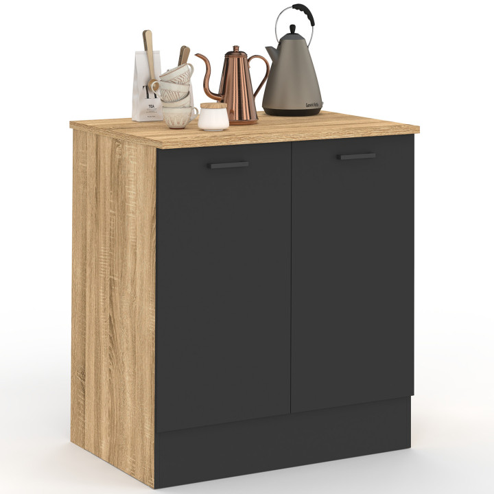 Base cucina 80 cm STIL Mobile a 2 ante in legno e nero
