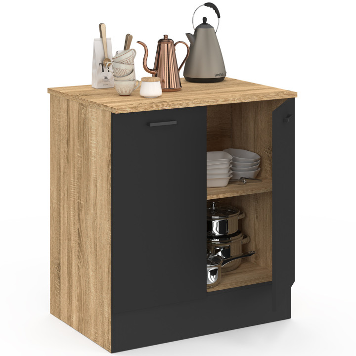 Base cucina 80 cm STIL Mobile a 2 ante in legno e nero