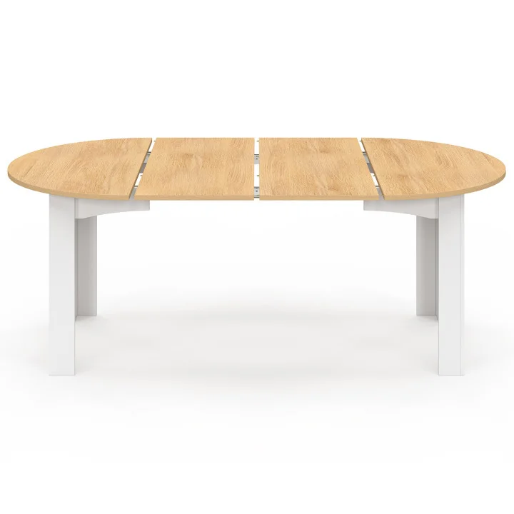 Tavolo da pranzo rotondo allungabile per 4-10 persone, bianco, piano in faggio 110-200 cm - DONA | IdMarket