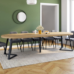 SELMA tavolo da pranzo rotondo allungabile 4-10 persone effetto legno faggio 110-300 cm