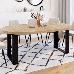 Tavolo da pranzo rotondo allungabile PHOENIX 4-10 persone in legno e nero 110-200 cm