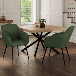 Set di 2 poltrone da tavolo in velluto a coste color kaki - JANY | ID Market