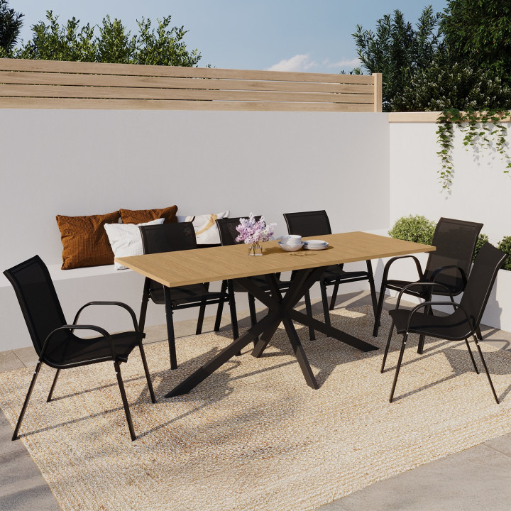 Set di mobili da giardino con gambe a ragno e piano effetto legno - MESSINA | ID Market