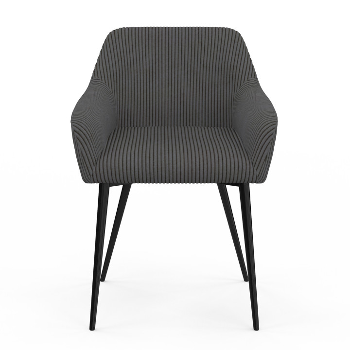 Set di 2 poltrone da tavolo in velluto a coste grigio - JANY | ID Market