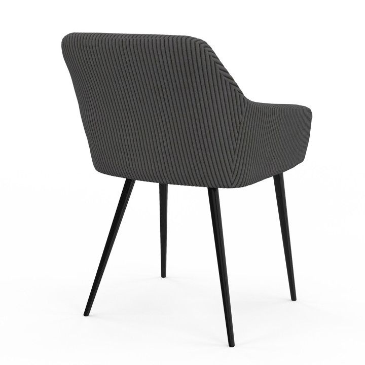 Set di 2 poltrone da tavolo in velluto a coste grigio - JANY | ID Market