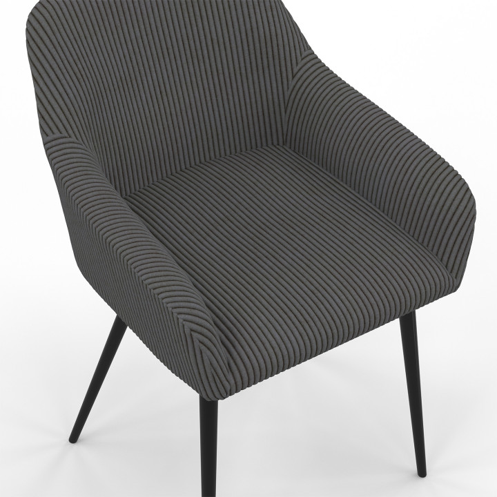 Set di 2 poltrone da tavolo in velluto a coste grigio - JANY | ID Market