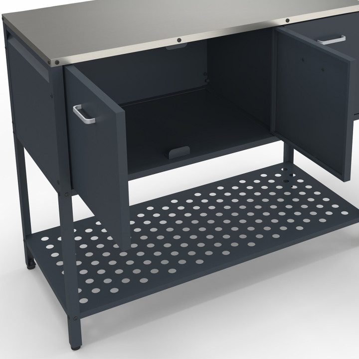 Cucina da esterno a 3 ante con 1 ripiano in acciaio grigio antracite - PAREO | IdMarket