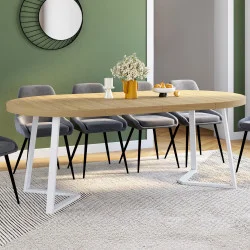 Tavolo da pranzo rotondo allungabile 4-10 persone in legno e bianco 110-200 cm - SELMA | IdMarket