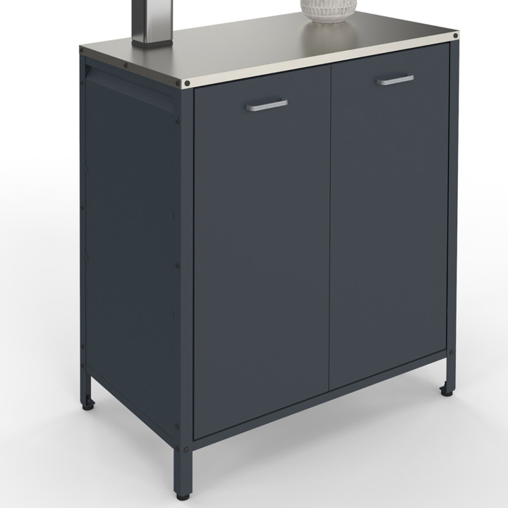 Cucina da esterno a 2 ante in acciaio grigio antracite - PAREO | IdMarket