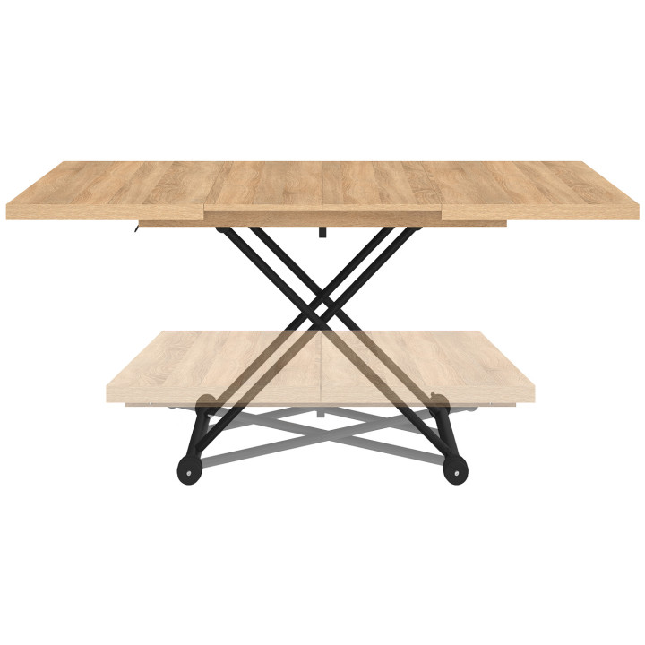 Tavolino rettangolare in legno e nero dal design industriale - ALTURA | IdMarket