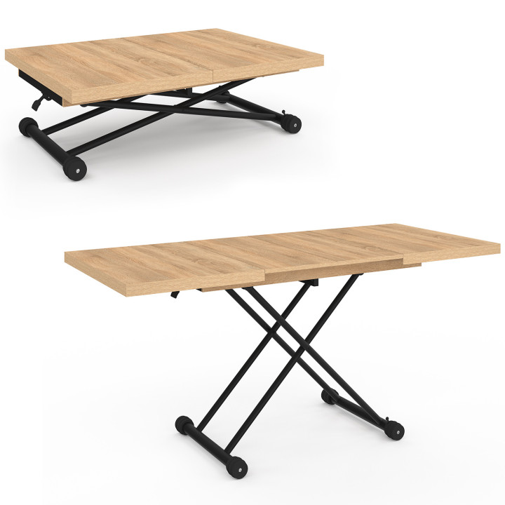 Tavolino rettangolare in legno e nero dal design industriale - ALTURA | IdMarket