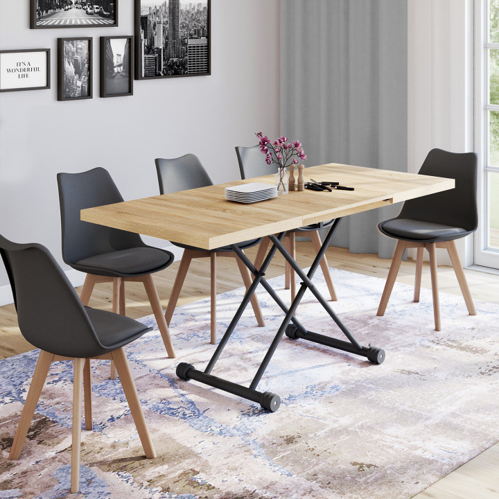 Tavolino rettangolare in legno e nero dal design industriale - ALTURA | IdMarket