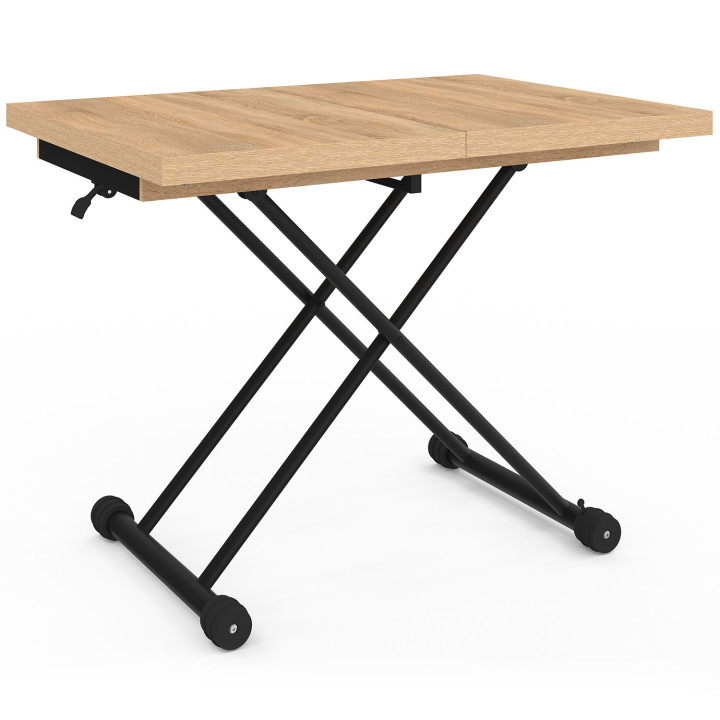 Tavolino rettangolare in legno e nero dal design industriale - ALTURA | IdMarket