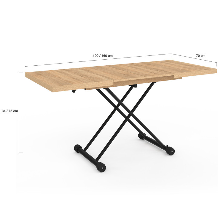 Tavolino rettangolare in legno e nero dal design industriale - ALTURA | IdMarket
