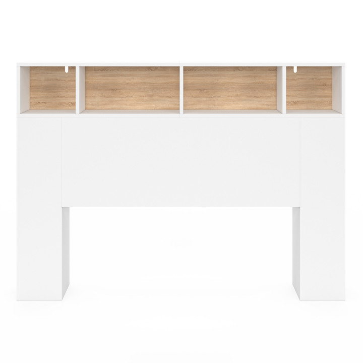 Testata in stile bianco e faggio con contenitore 145 cm - CLEO | ID Market