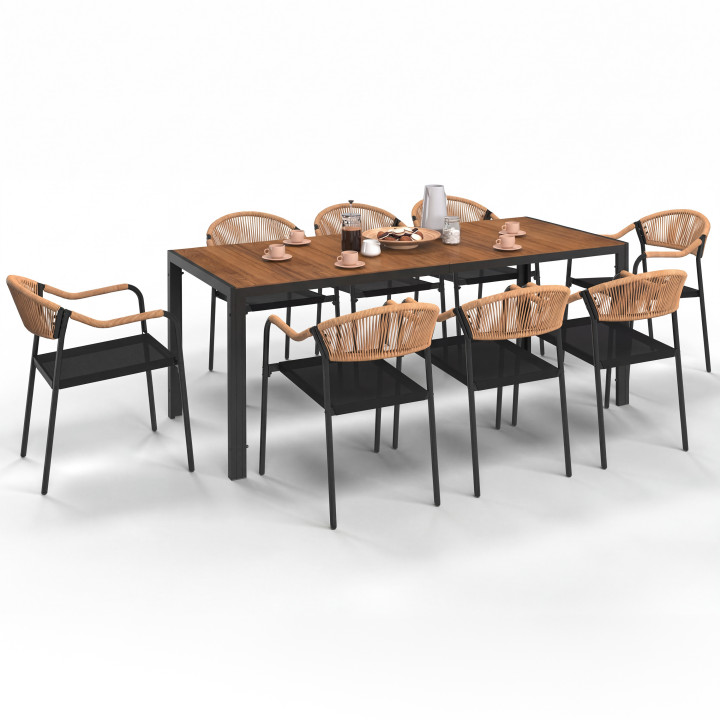 Set di mobili da giardino - tavolo 190 cm e 8 sedie - MADEIRA | IdMarket