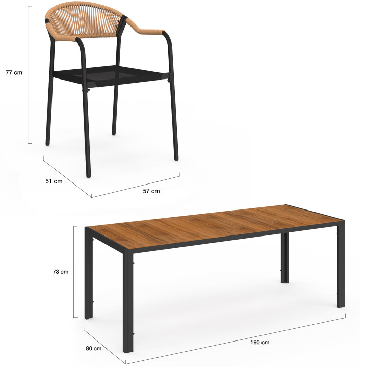 Set di mobili da giardino - tavolo 190 cm e 8 sedie - MADEIRA | IdMarket