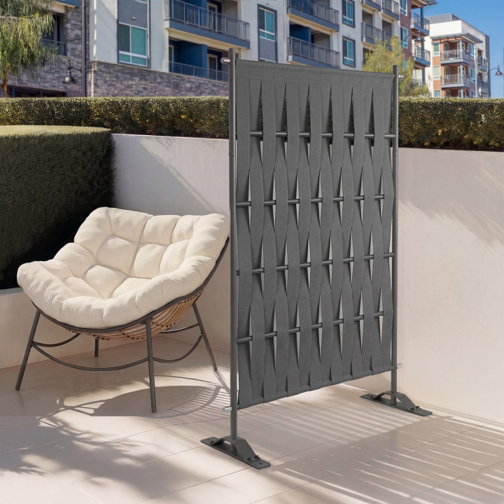 Schermo per esterni, fettuccia grigia, schermo decorativo, 80 x 150 cm, fettuccia e metallo, grigio antracite