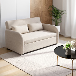 Divano letto dritto a 2 posti NOAH in tessuto beige