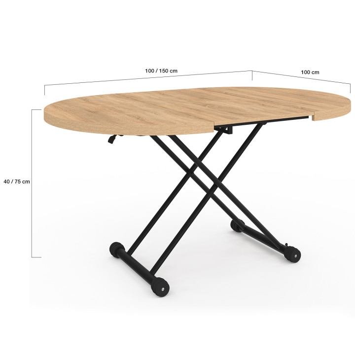 Tavolino allungabile trasformabile in tavolo da pranzo rotondo - ALTURA | IdMarket