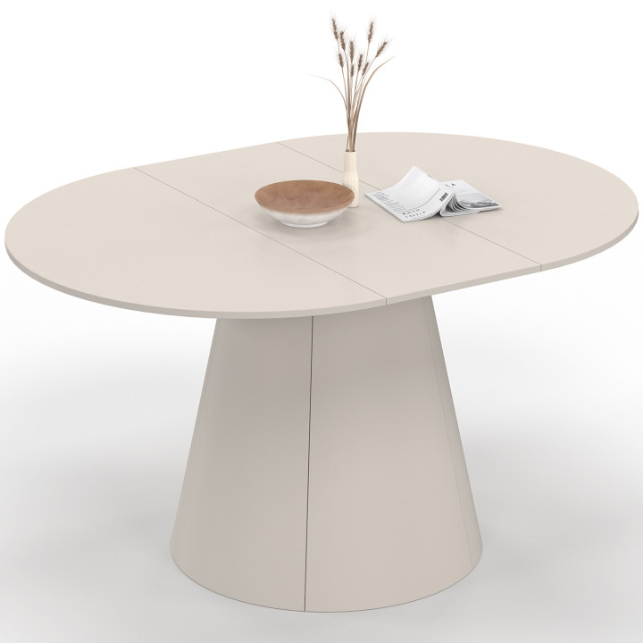 ANGELE Tavolo da pranzo rotondo allungabile a 6 posti, legno beige 110-150 cm