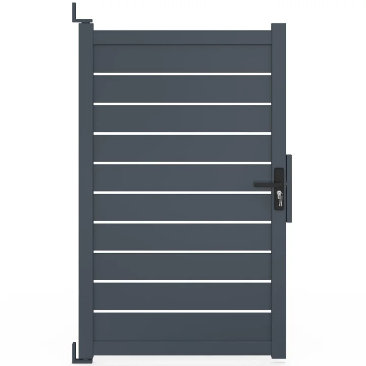 Porta a battente 100x160 cm in alluminio perforato grigio antracite | IdMarket