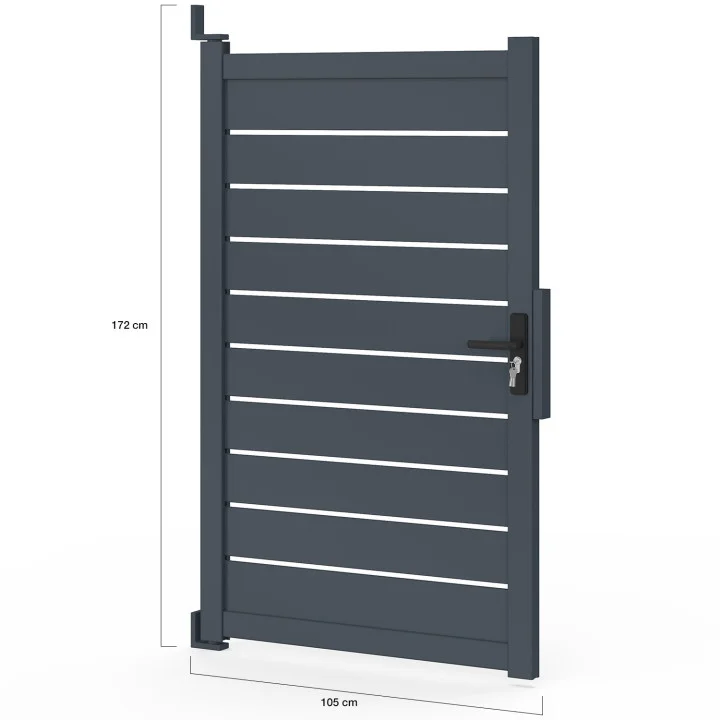 Porta a battente 100x160 cm in alluminio perforato grigio antracite | IdMarket