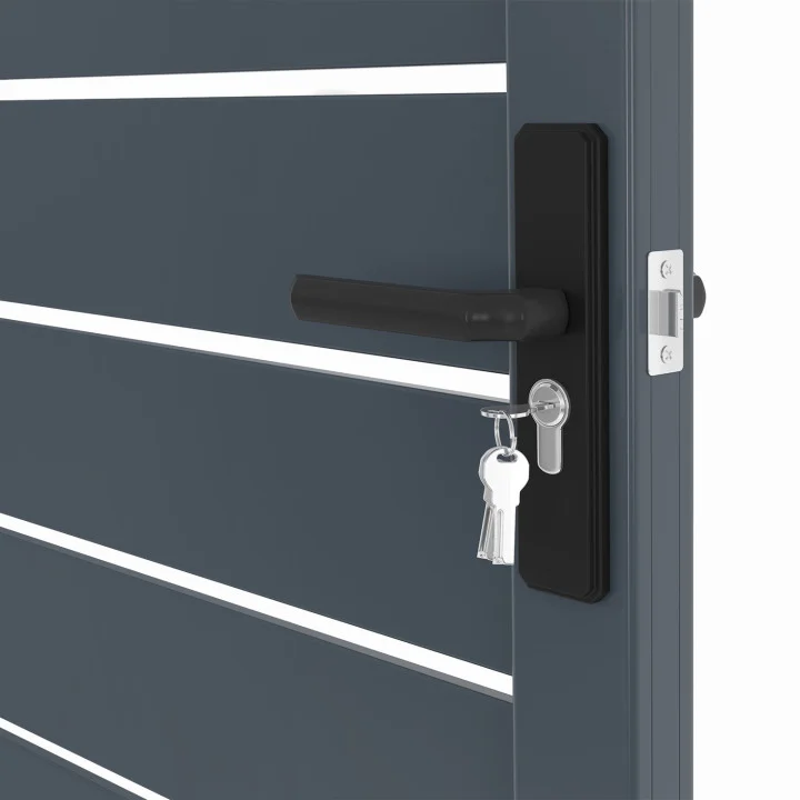 Porta a battente 100x160 cm in alluminio perforato grigio antracite | IdMarket