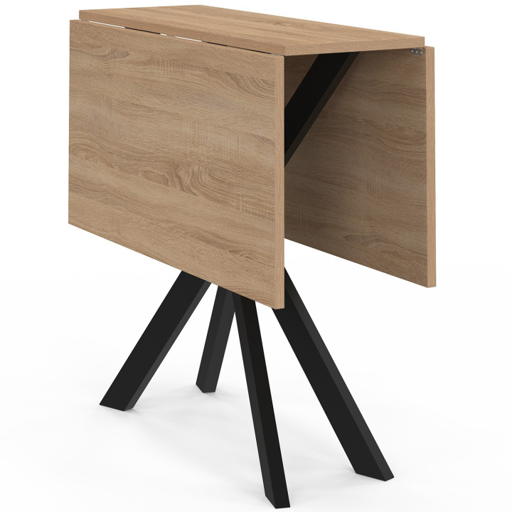 Consolle pieghevole per 2-4 persone ALIX con gambe in legno e ragno nero 103 x 76 cm