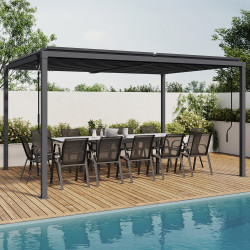 Pergola bioclimatica a lamelle orientabili 3x4 M in acciaio grigio antracite | ID Market