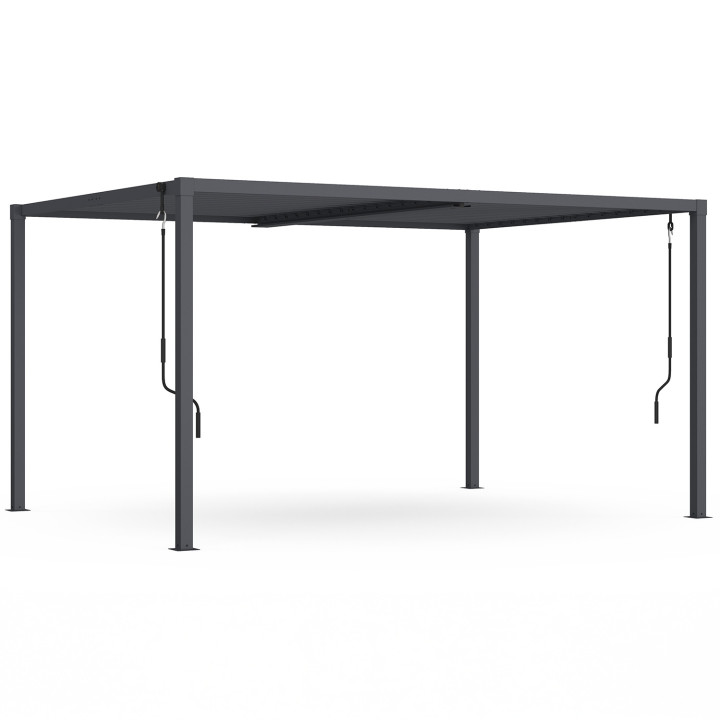 Pergola bioclimatica a lamelle orientabili 3x4 M in acciaio grigio antracite | ID Market
