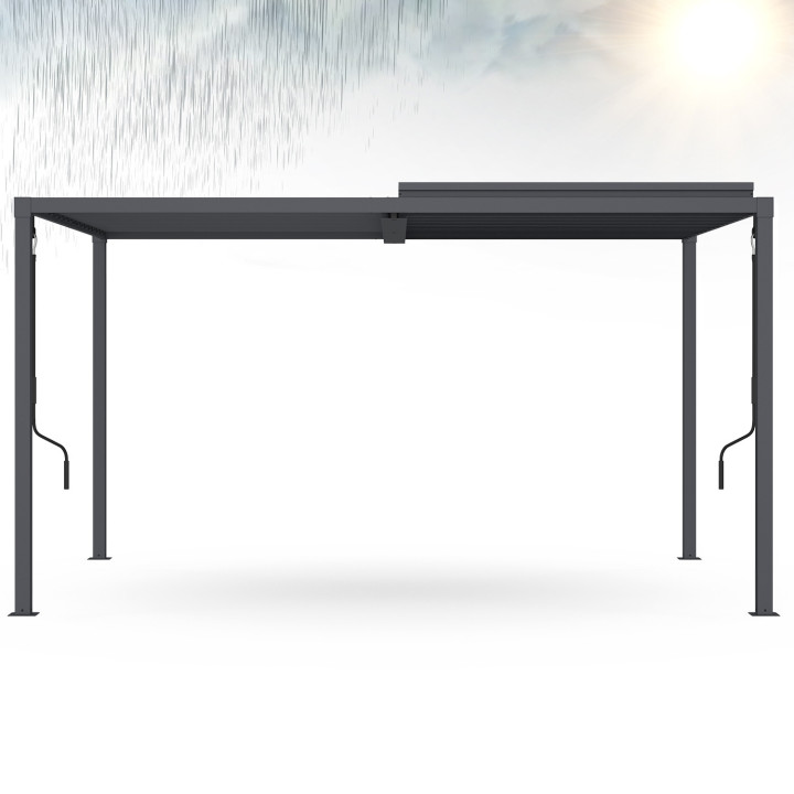 Pergola bioclimatica a lamelle orientabili 3x4 M in acciaio grigio antracite | ID Market