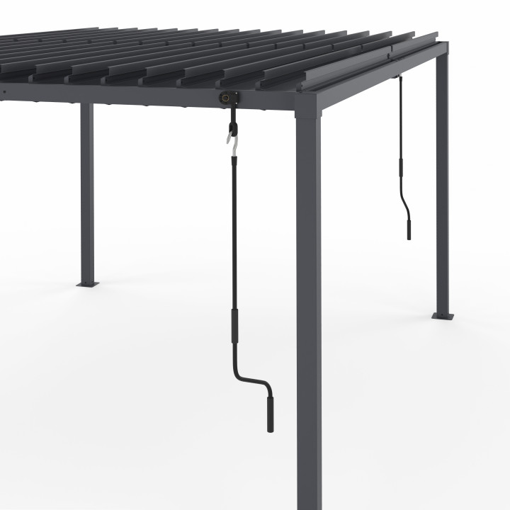 Pergola bioclimatica a lamelle orientabili 3x4 M in acciaio grigio antracite | ID Market