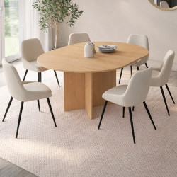 Tavolo da pranzo ovale allungabile 4-8 persone in stile faggio 110-150 cm - MARTHE | IdMarket