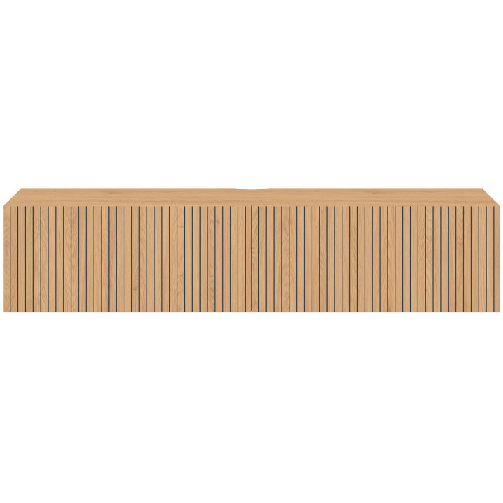 Mobile TV sospeso JULIETTE 140 cm con 2 ante a doghe in legno color rovere