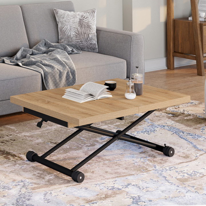 Tavolino rettangolare in legno e nero dal design industriale - ALTURA | IdMarket